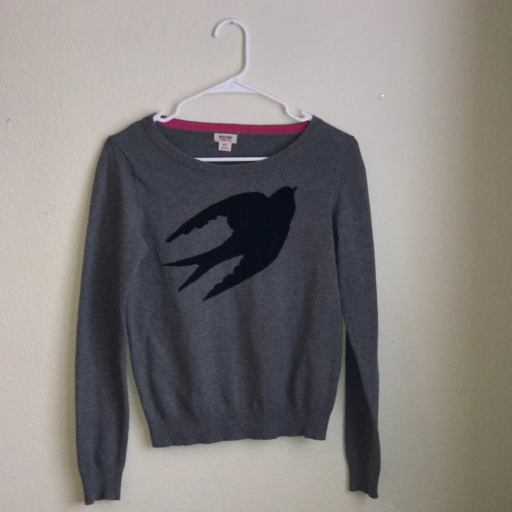 Gray and black bird sweater